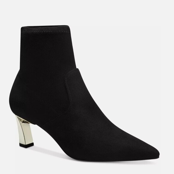 ALFANI Womens Black Heel Stretch Bambey Pointed Toe Sculpted Heel Booties - Picture 1 of 4
